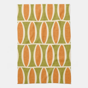 Mid Century Modern Geometric Oval Pattern Kitchen Towel