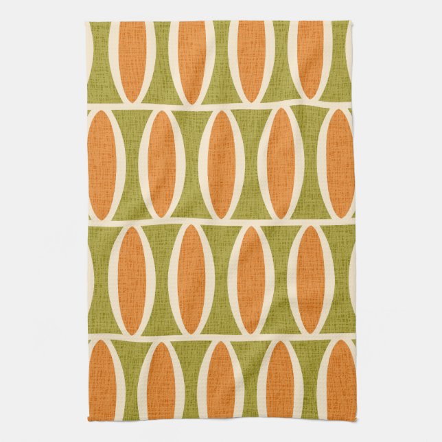 Mid Century Modern Geometric Oval Pattern Kitchen Towel (Vertical)