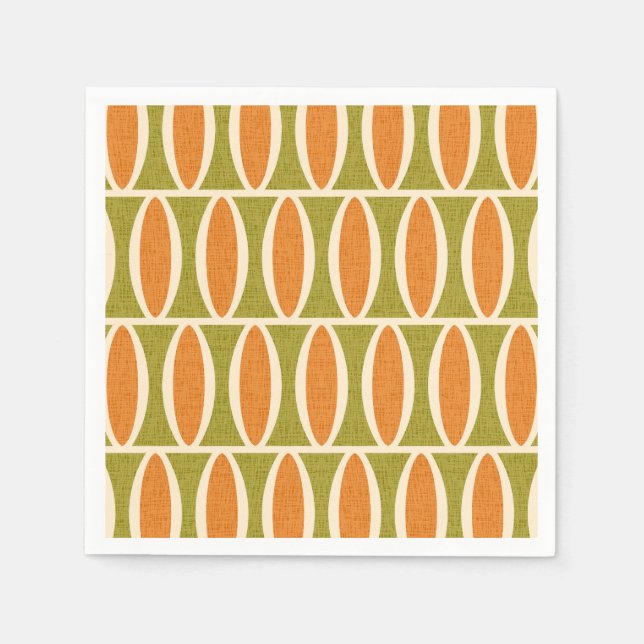 Mid Century Modern Geometric Oval Pattern Napkins (Front)
