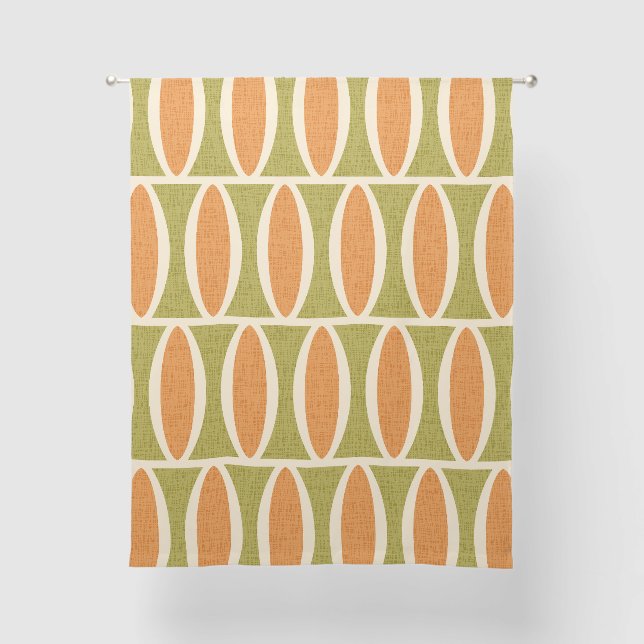 Mid Century Modern Geometric Oval Pattern Sheer Curtains (Front)