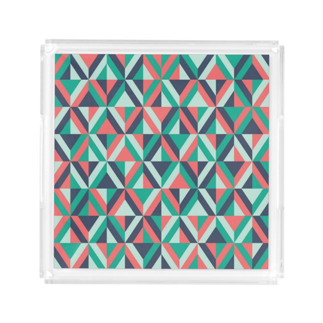 Mid-Century Modern Geometric Pattern Acrylic Tray (Front)