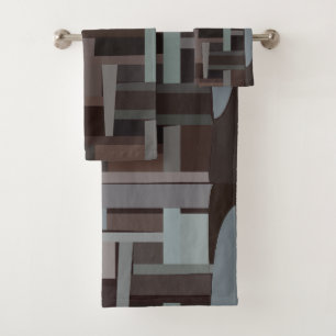 Mid Century Modern Geometric Pattern Bath Towel Set