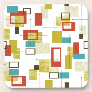 Mid Century Modern Geometric Pattern Beverage Coaster