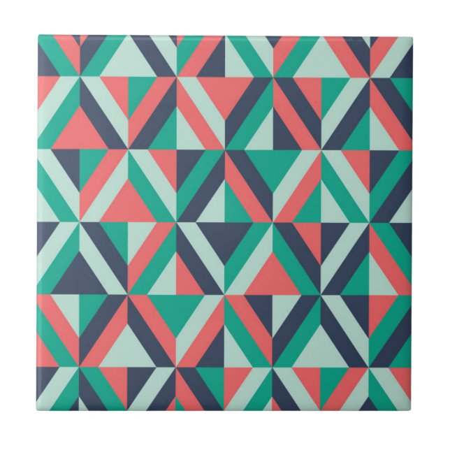 Mid-Century Modern Geometric Pattern Ceramic Tile (Front)