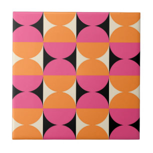 Mid Century Modern Geometric Pattern Ceramic Tile
