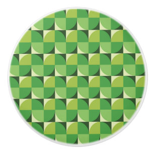 Mid century modern geometric pattern green   ceramic knob