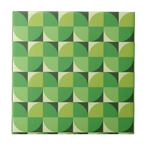 Mid century modern geometric pattern green   ceramic tile