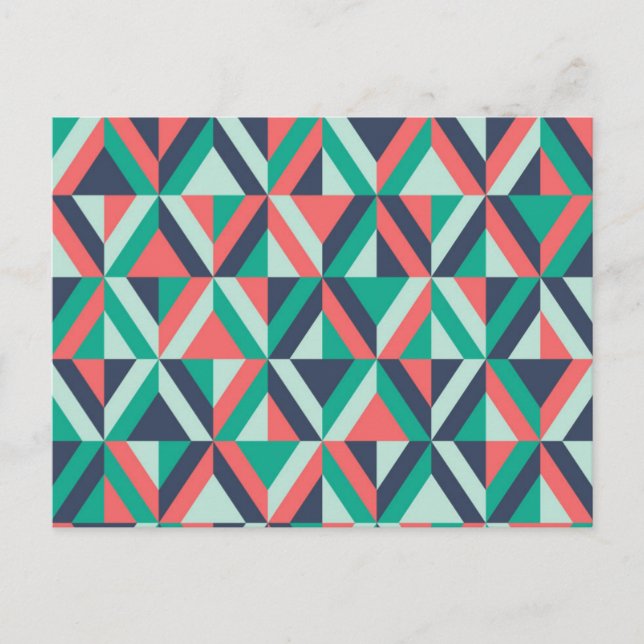 Mid-Century Modern Geometric Pattern Holiday Postcard (Front)