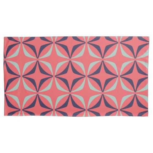 Mid Century Modern Geometric Pattern in Navy Coral Pillow Case