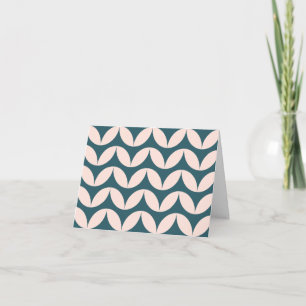 Mid Century Modern Geometric Pattern in Teal Blush Note Card