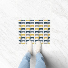 Mid Century Modern Geometric Pattern Navy Mustard
