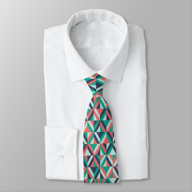 Mid-Century Modern Geometric Pattern Neck Tie (Tied)