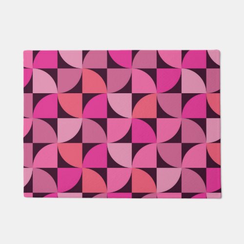 Mid Century modern geometric pattern pink   Doormat