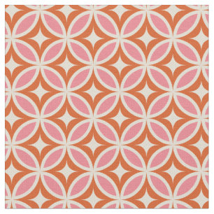 Mid Century Modern Geometric Pattern Pink Orange Fabric