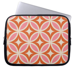 Mid century modern geometric pattern pink orange   laptop sleeve