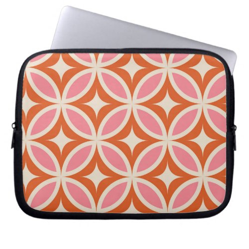 Mid century modern geometric pattern pink orange   laptop sleeve