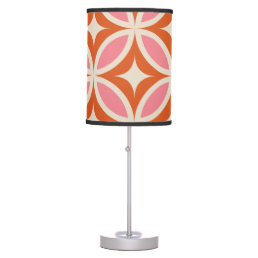 Mid century modern geometric pattern pink orange  table lamp