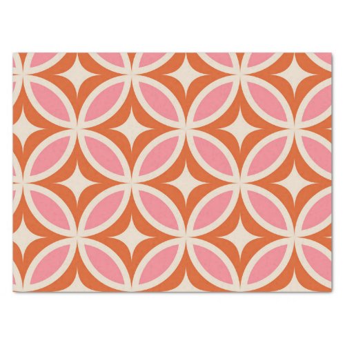 Mid century modern geometric pattern pink orange   tissue paper