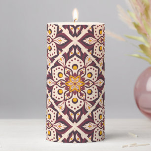 Mid-Century Modern Geometric Pattern – Retro Abstr Pillar Candle