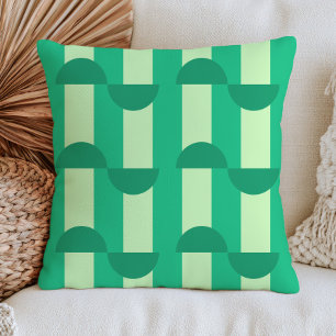 Mid Century Modern Geometric Pattern RETRO Green Throw Pillow