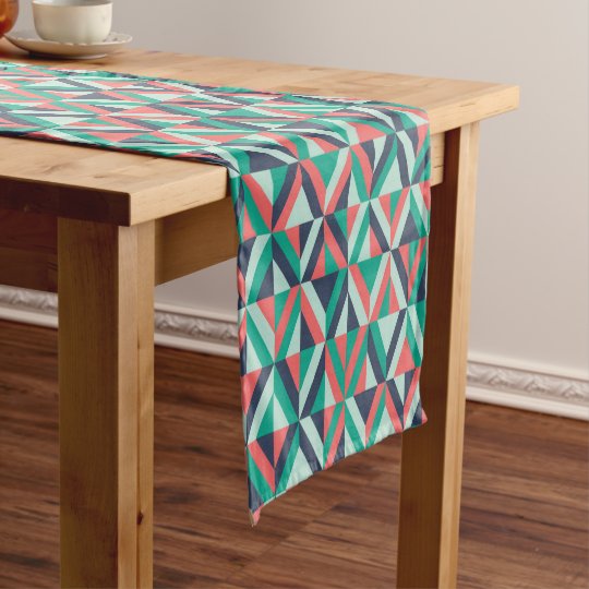 MidCentury Modern Geometric Pattern Short Table Runner