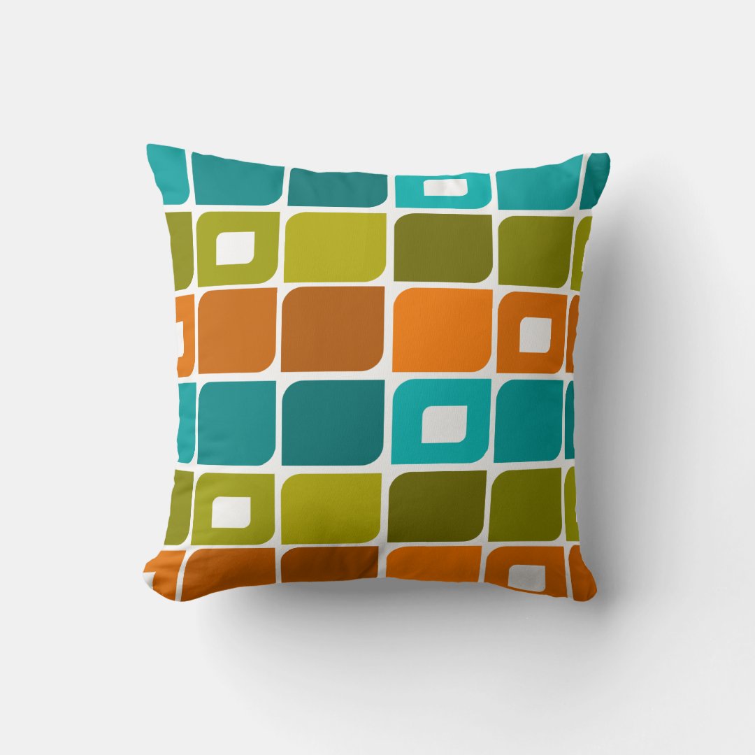MidCentury Modern Geometric Pattern Throw Pillow Zazzle