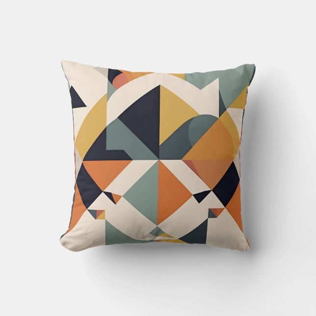 Mid-Century Modern Geometric Pattern Throw Pillow (Front)