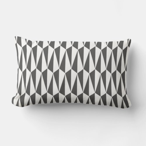 Mid_Century Modern geometric pewter and white Lumbar Pillow