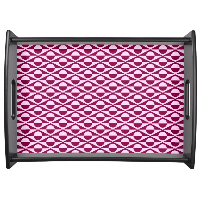 Mid-Century Modern geometric, pink and burgundy Serving Tray (Front)