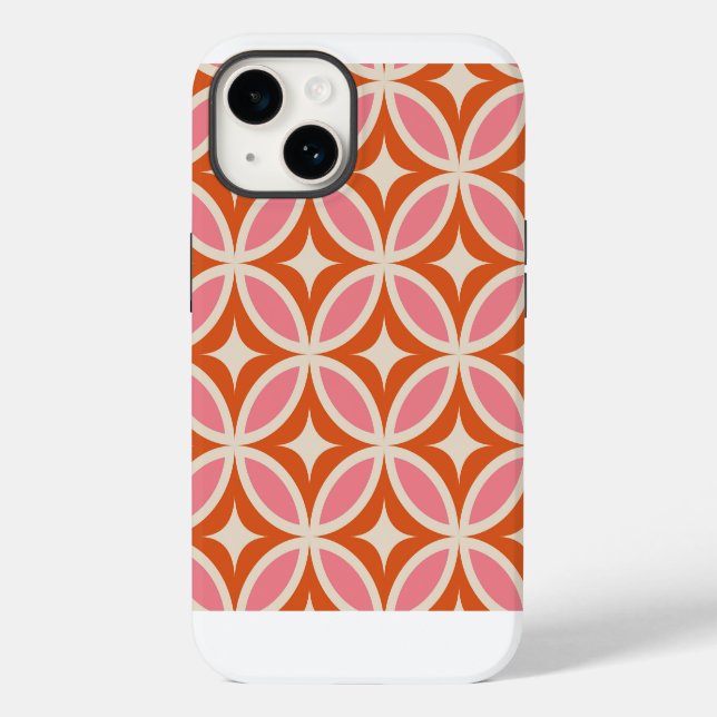 Mid Century Modern Geometric  Pink Orange Pattern  Case-Mate iPhone Case (Back)