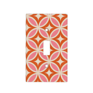 Mid Century Modern Geometric  Pink Orange Pattern  Light Switch Cover
