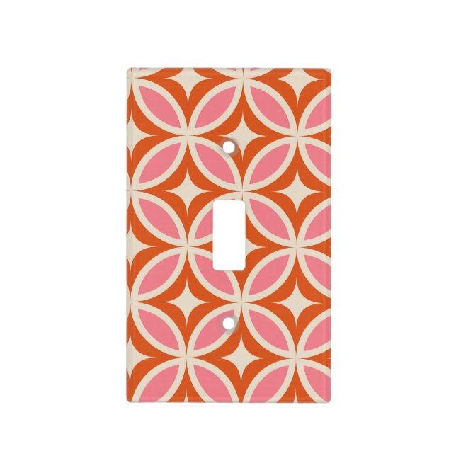 Mid Century Modern Geometric  Pink Orange Pattern  Light Switch Cover (Front)