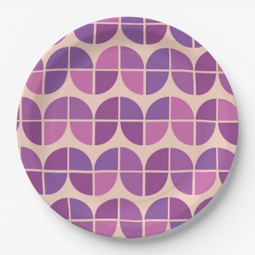 Mid Century Modern Geometric Purple Pattern  Paper Plates