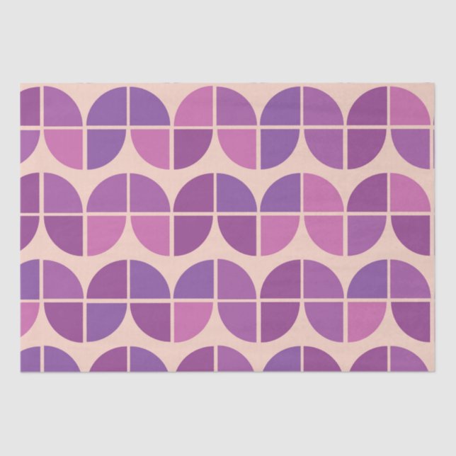Mid Century Modern Geometric Purple Pattern  Tissue Paper (Front)