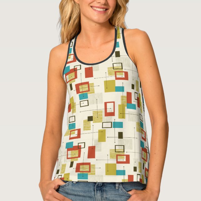  Mid-Century modern geometric retro pattern Tank Top (Front)