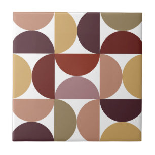 Mid-Century Modern Geometric Retro Terracotta Ceramic Tile