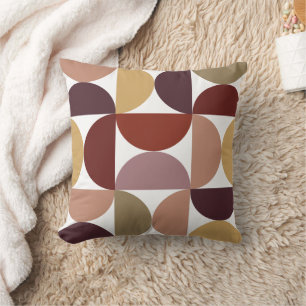 Mid-Century Modern Geometric Retro Terracotta Throw Pillow