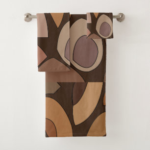 Mid Century Modern Geometric Shapes Bath Towel Set