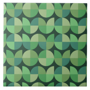 Mid Century Modern Geometric Shapes Green Ceramic Tile
