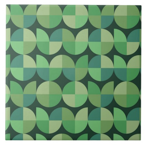 Mid Century Modern Geometric Shapes Green  Ceramic Tile