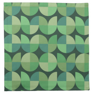 Mid Century Modern Geometric Shapes Green  Cloth Napkin