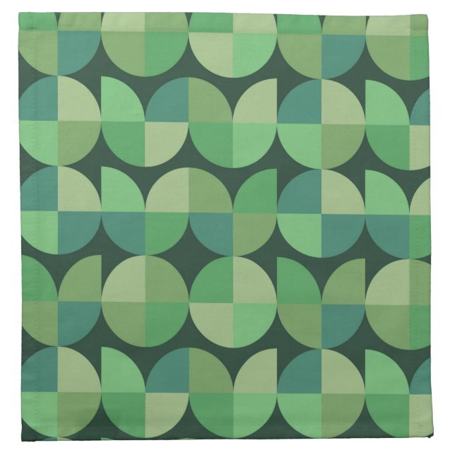 Mid Century Modern Geometric Shapes Green  Cloth Napkin (Front)