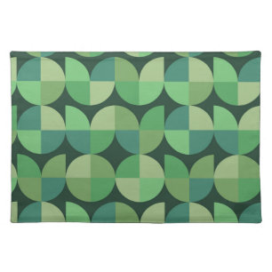Mid Century Modern Geometric Shapes Green Cloth Placemat