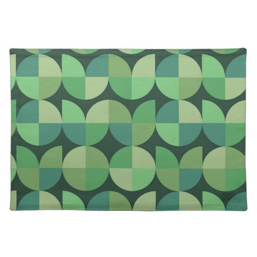 Mid Century Modern Geometric Shapes Green  Cloth Placemat