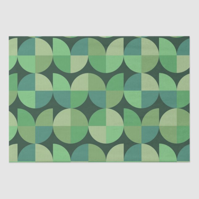 Mid Century Modern Geometric Shapes Green  Tissue Paper (Front)