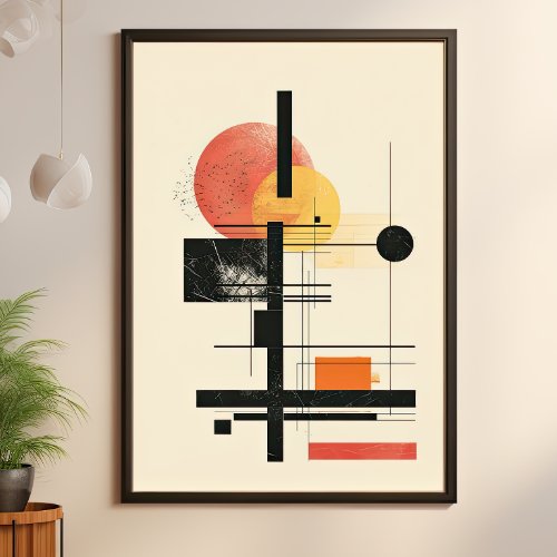 Mid_Century Modern Geometric Sunset Poster