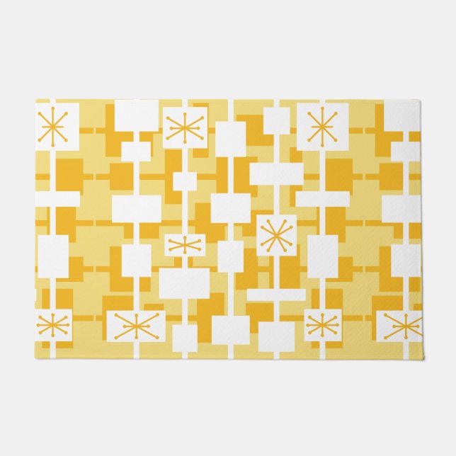 Mid Century Modern Geometric Yellow Doormat (Front)