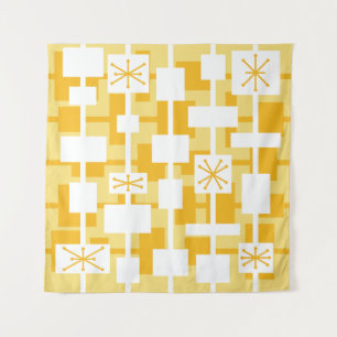 Mid Century Modern Geometric Yellow Tapestry