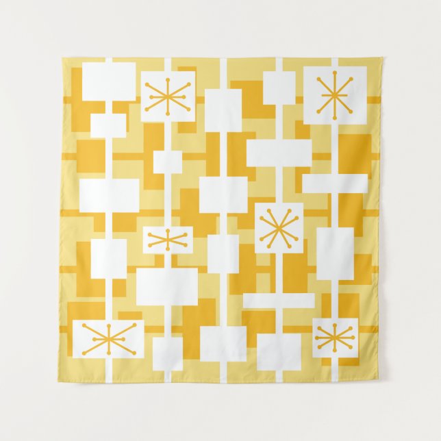 Mid Century Modern Geometric Yellow Tapestry (Front)