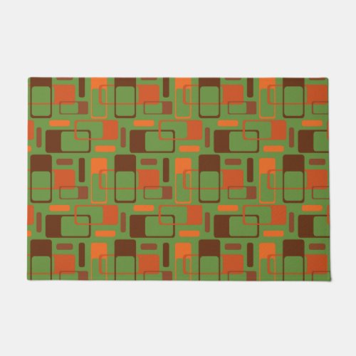 Mid_Century Modern Geometrics Brown Green Orange Doormat